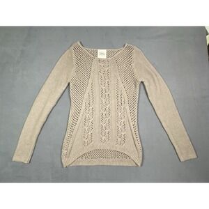 Between Me & You Open Knit Sweater Women's Small Cabincore Boho Beige Minimalist
